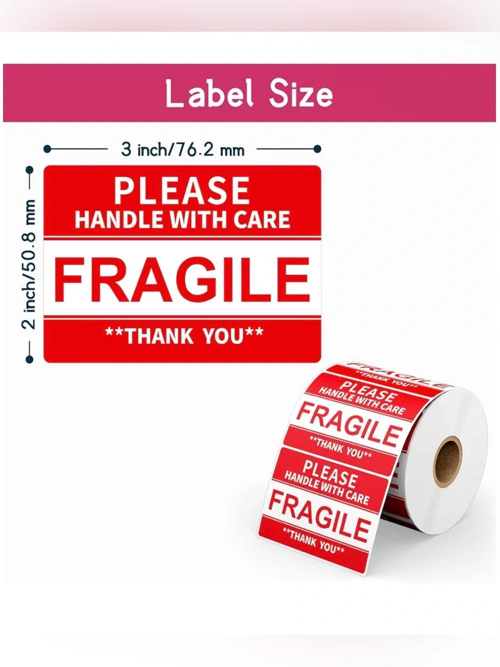 Fragile 1 roll 500 Handle With Care Stickers